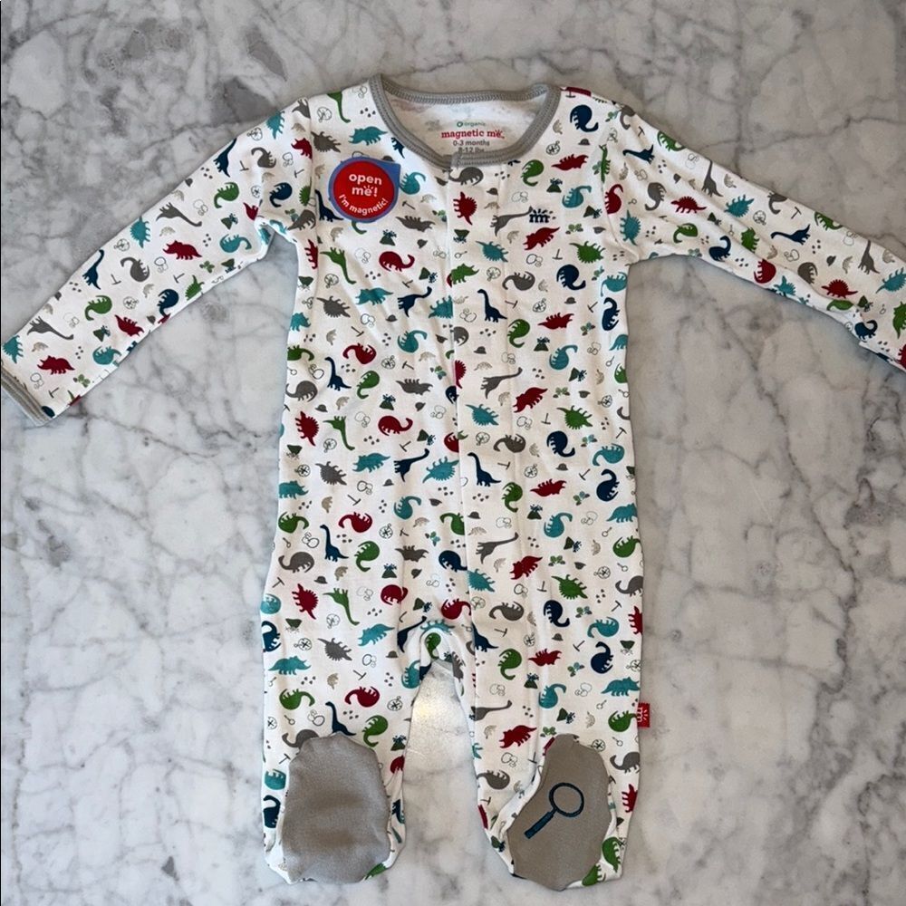 NWT MAGNETIC ME ORGANIC COTTON DINO EXPEDITION FOOTIE
